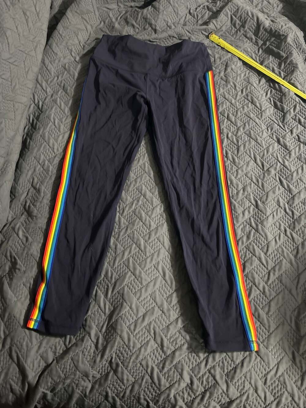 ZYIA Active Navy Rainbow Stripe 7/8 High Rise Leggings Size Medium